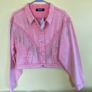Blue B collection crop jacket size large color pink